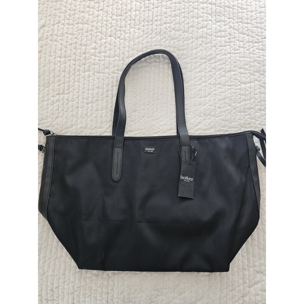 Botkier Womens Leather Trim Zip Closure‎ Tote Bag Black Size M